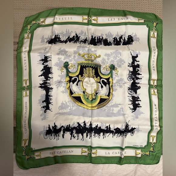 HERMES PARIS VINTAGE SILK SCARF LE BOIS DE BOULOGNE 1957 - Picture 4 of 6